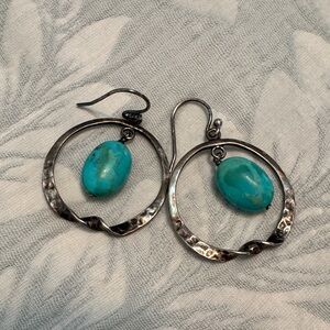 Silpada Turquoise and Silver Circle Earrings